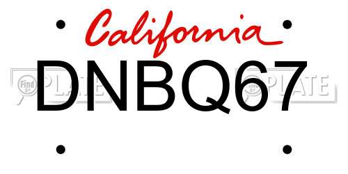 DNBQ67 California License Plate