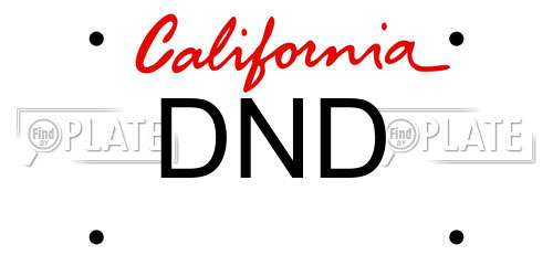 DND California License Plate