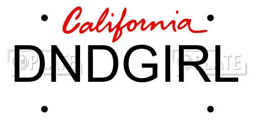 DNDGIRL California License Plate