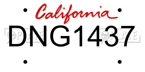 DNG1437 California License Plate