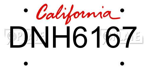 DNH6167 California License Plate