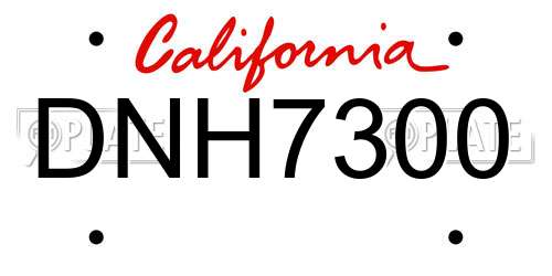 DNH7300 California License Plate
