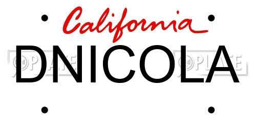 DNICOLA California License Plate