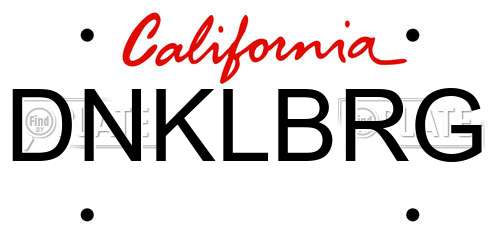 DNKLBRG California License Plate