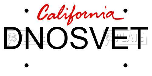 DNOSVET California License Plate