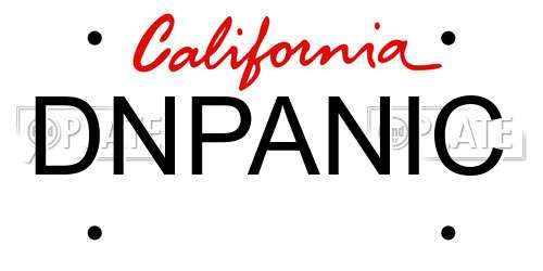 DNPANIC California License Plate