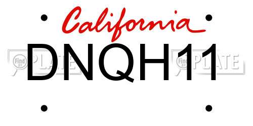 DNQH11 California License Plate