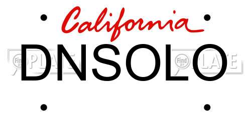 DNSOLO California License Plate