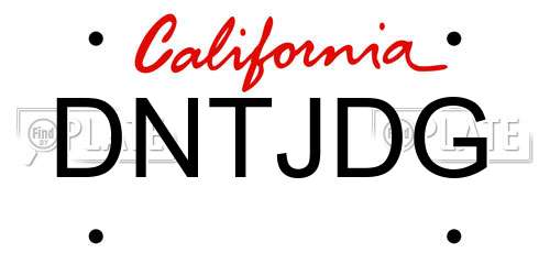 DNTJDG California License Plate