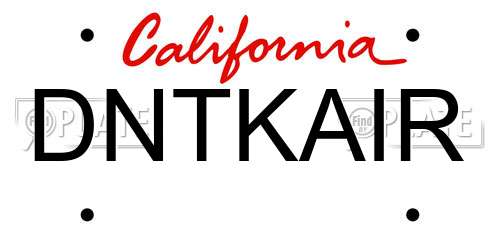 DNTKAIR California License Plate