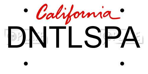 DNTLSPA California License Plate