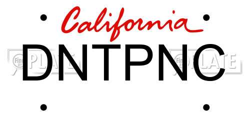 DNTPNC California License Plate