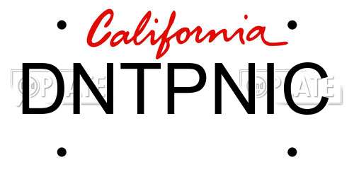 DNTPNIC California License Plate