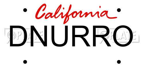 DNURRO California License Plate