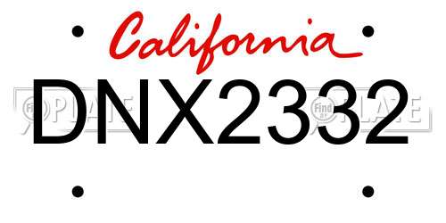 DNX2332 California License Plate