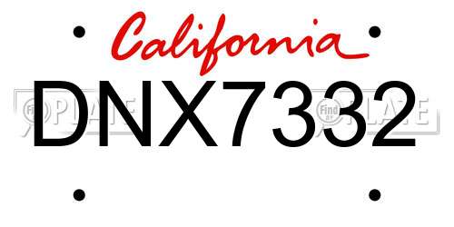DNX7332 California License Plate