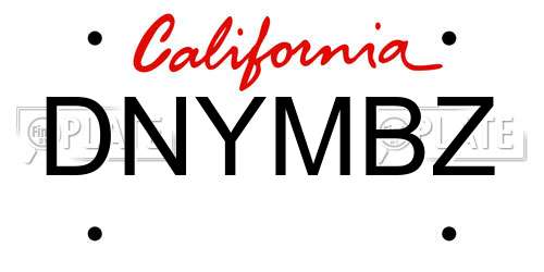 DNYMBZ California License Plate