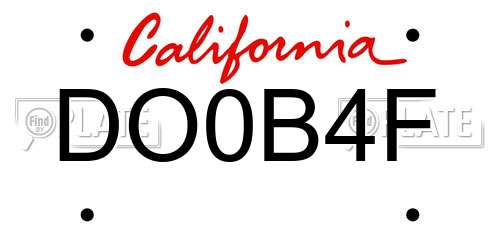 DO0B4F California License Plate