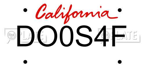 DO0S4F California License Plate
