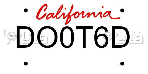 DO0T6D California License Plate