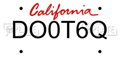 DO0T6Q California License Plate