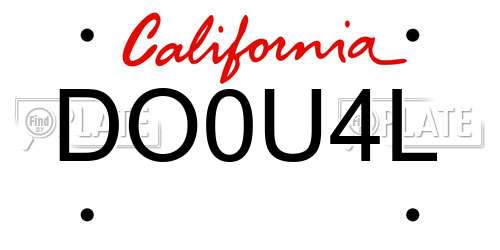 DO0U4L California License Plate