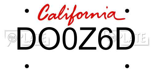 DO0Z6D California License Plate