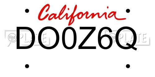 DO0Z6Q California License Plate