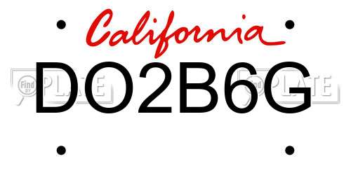 DO2B6G California License Plate