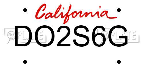DO2S6G California License Plate