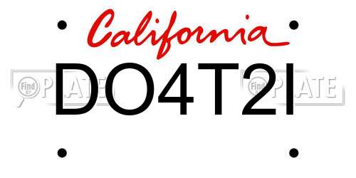 DO4T2I California License Plate