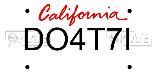 DO4T7I California License Plate
