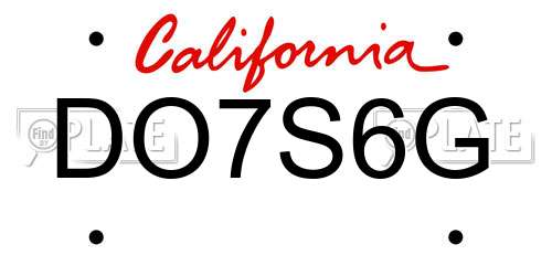 DO7S6G California License Plate