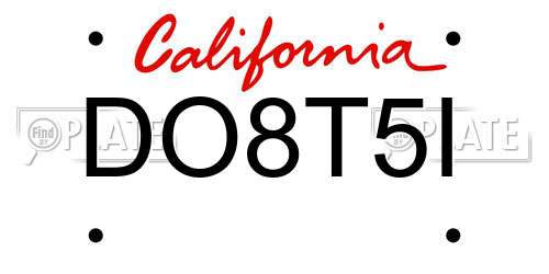 DO8T5I California License Plate
