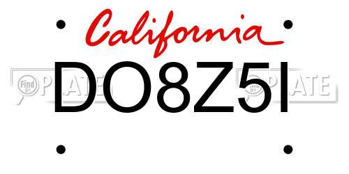 DO8Z5I California License Plate