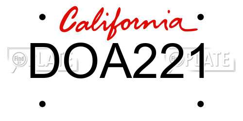 DOA221 California License Plate