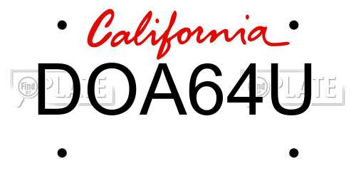 DOA64U California License Plate