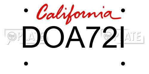 DOA72I California License Plate
