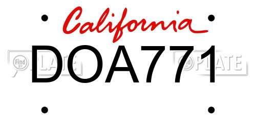 DOA771 California License Plate