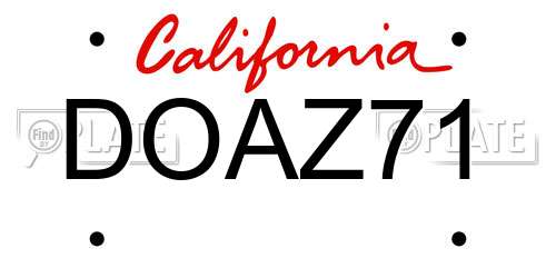DOAZ71 California License Plate