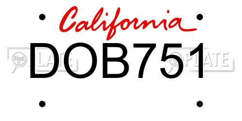 DOB751 California License Plate