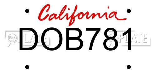 DOB781 California License Plate