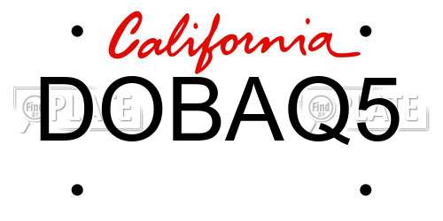DOBAQ5 California License Plate
