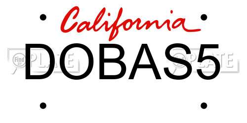DOBAS5 California License Plate