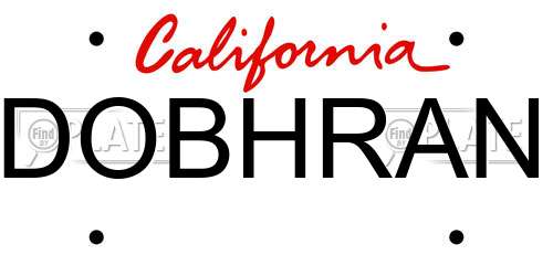DOBHRAN California License Plate