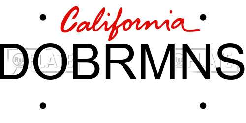 DOBRMNS California License Plate