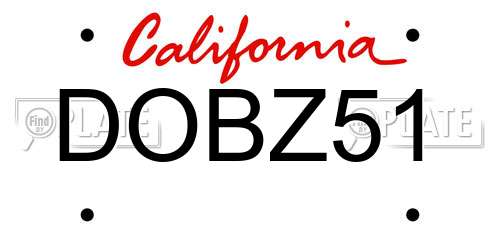 DOBZ51 California License Plate