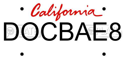 DOCBAE8 California License Plate