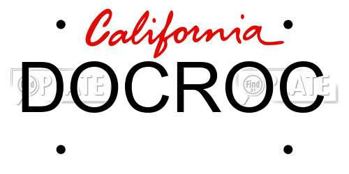 DOCROC California License Plate