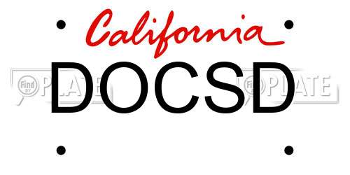 DOCSD California License Plate